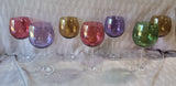 Lot of 7 Lenox "Tuscany Harvest" Multi-Colored Balloon Wine Glasses