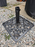 24" Square Cast Iron Decorative Umbrella Stand, Heavyweight ***HEAVY ITEM***READ DETAILS ON PICK UP POLICY***