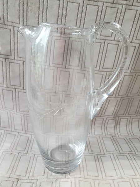 Etched Clear Glass Pitcher