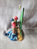Resin and Metal Santa Fishing with Bear Stocking Holder