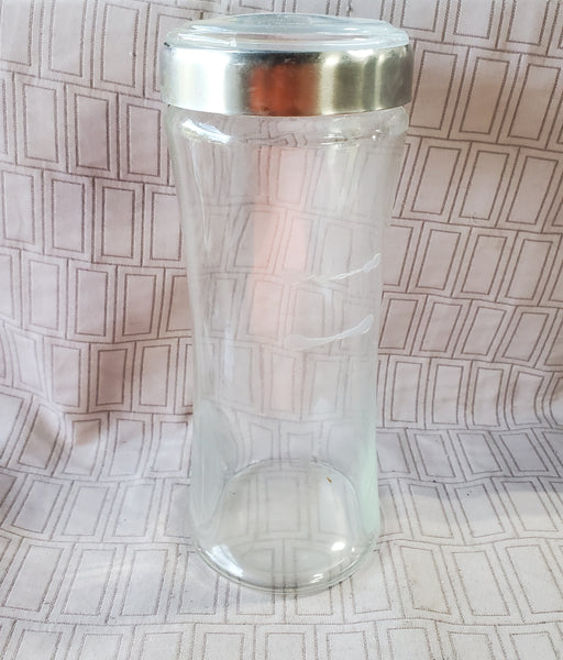 Clear Glass and Metal Kitchen Jar