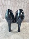 Pair of Mossimo Paisley Black Patent Platform Heels—Women's Size 8.5