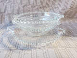 Lot of 3 Clear Glass Beaded Rim Serving Dishes