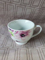 White Ceramic Dragonfly Teacup and Saucer Set