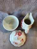 Andrea by Sadek Williamsburg Red Floral Creamer and Sugar Set