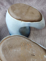 Signed Pair of Peter Pots Pottery Horn Steins/Mugs