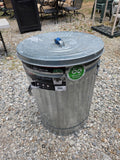 31 Gal Galvanized Trash Can w/Lid and Bird Seed Dispensing Container