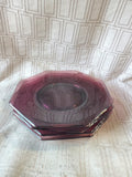 Set of 4 Octagonal Amethyst Glass Salad Plates