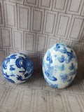 2 Piece Asian Inspired Blue and White Ceramic Decor Lot