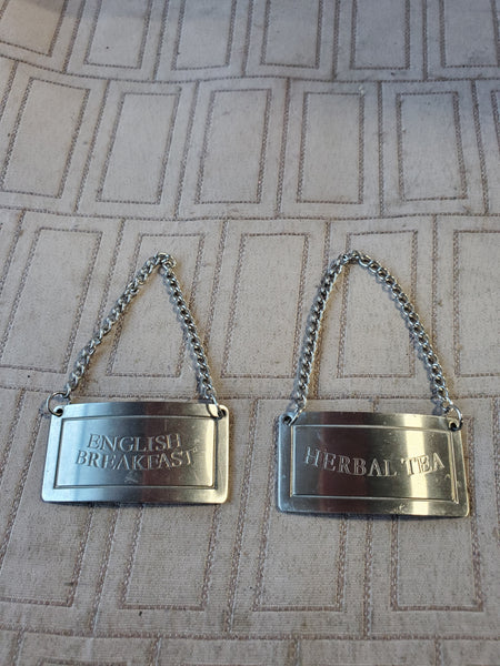 Pair of Small Metal Hanging Tea Signs