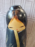 Wooden Kokeshi Doll with Black Kimono