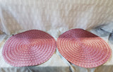 Set of 4 Round Red Woven Placemats
