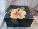Painted Black Floral Jewelry Box