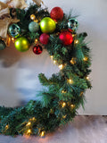 Lighted Christmas Wreath with Ornaments WORKS