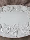 MudPie Seashell White Ceramic Crackle Glaze Serving Platter