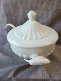 California Pottery White Soup Tureen with Ladle