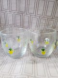 Set of 4 Anthropologie Hand Blown Pineapple Lowball Tumblers