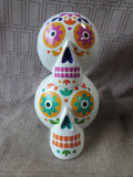 White Dios De Los Muertos Stacked Skull Figurine