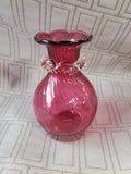 Miniature Cranberry Glass Bud Vase