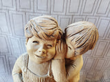 Signed Lee Bortin Boy Whispering in Friend's Ear Sculpture