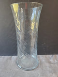 Tall Clear Glass Swirl Vase