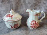 Andrea by Sadek Williamsburg Red Floral Creamer and Sugar Set