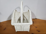 Vintage White Wicker Magazine Basket