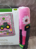 John Deere Collection "Tractors are for Girls" No Sew Fleece Throw Kit UNUSED