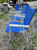 Pair of Blue Folding Outdoor Chairs (two sets available, priced separately)