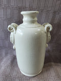 Leona Lavorato A Mano White Crackle Glazed Distressed Vase