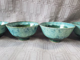 Set of 5 Glazed Pottery Rice Bowls
