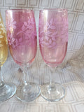 Set of 6 Cristalleria Fratelli Fumo Style Champagne Flutes