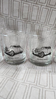Set of 5 Clear Glass Vintage Car Whiskey Glasses