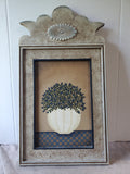 Blueberry Plant Painting on Wood Signed T. Sears