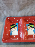 Ceramic Snowman 3 Section Tray