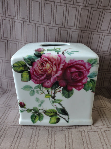 Ceramic Floral Tissue Box Cover