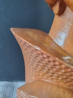 Vintage Hand Carved Asian Inspired Wooden Woman Statue