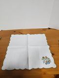 14 Piece White Embroidered Bird and Floral Motif Fabric Placemat and Napkin Set