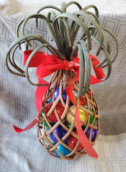 Woven Wood Pineapple with Ornaments Decor