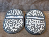 Pair of Temp-Tations by Tara Gray and White Damask Pocket Pot Holders