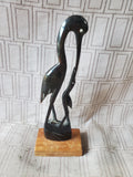 Hand Carved Water Buffalo Horn Heron Figurine (A)