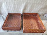 Pair of Rectangular Woven Wood Baskets