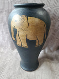 Black Ceramic Elephant Vase