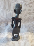 (B) Hand Carved Ebony Wood African Folk Art Statue