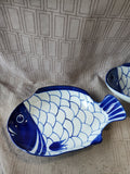 2 Piece Dansk Arabesque Ceramic Fish Plate and Bowl Set