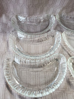 Set of 6 Clear Glass Crescent Shaped Plates