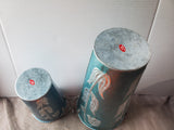 Pair of Galvanized Metal Floral Flower Bucket