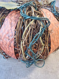 Lighted Metal and Wood Pumpkin Figurine WORKS