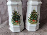 Plastic Christmas Tree Salt Shaker and Peppermill Set