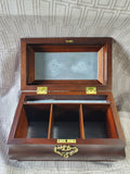 Virginia Metalcrafters Colonial Williamsburg Restoration Mahogany Wood Tea Box MISSING KEY